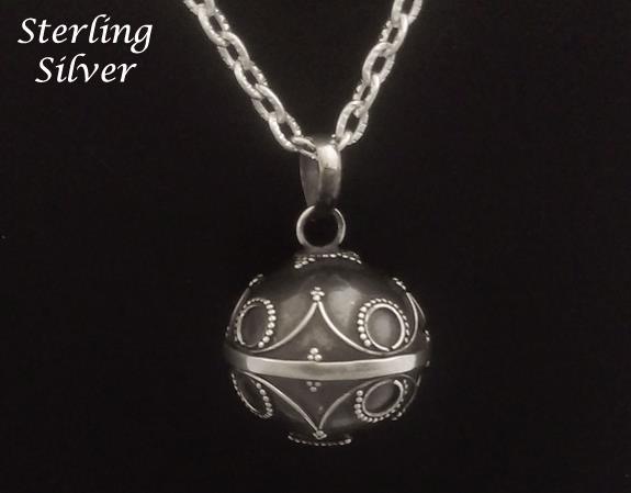 Harmony Ball Ornate Motif Design Antiqued Sterling Silver - Click Image to Close